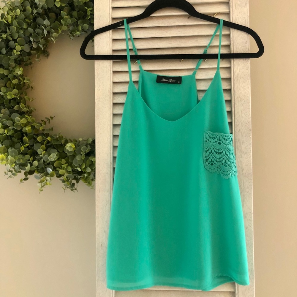 Tank with Crocheted Pocket